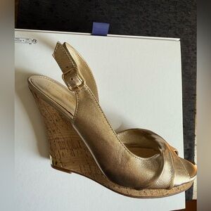 Lily Pulitzer Iconic Gold Wedge shoes